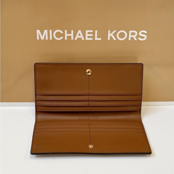Michael Kors Jet Set Reed Large Bifold Wallet MK Vanilla/Brown - Picture 3 of 11